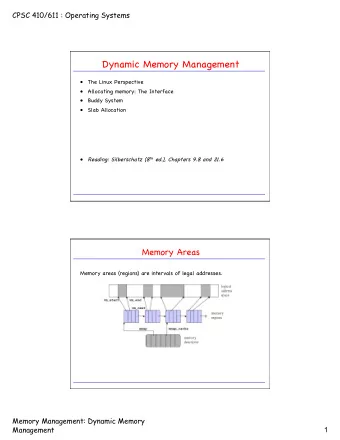 Dynamic Memory Management    The Linux Perspective    Allocating memory: The