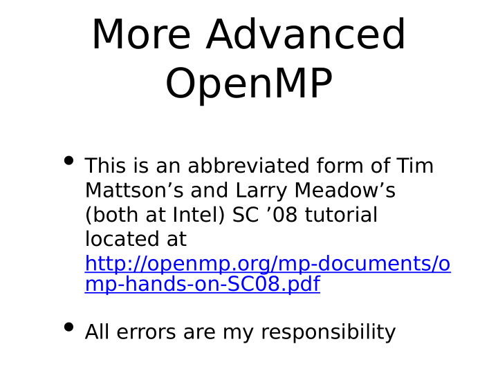 more advanced openmp