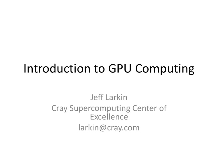 introduction to gpu computing