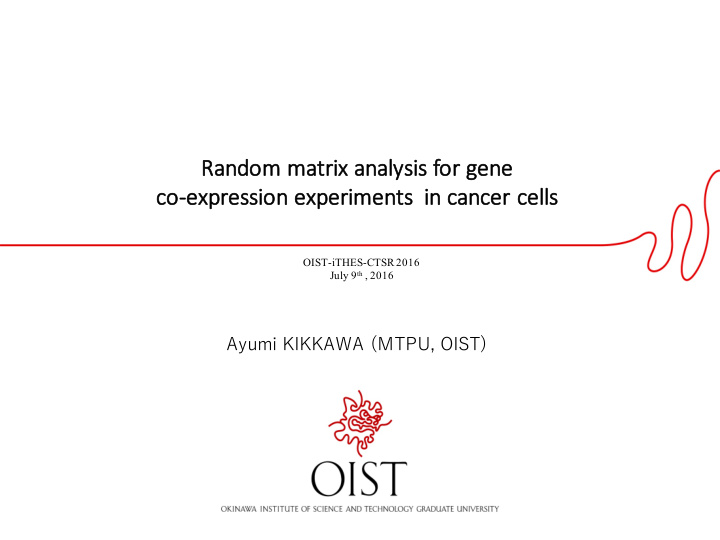 ra random matrix analysis for gene co co ex expres ession