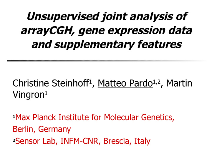 unsupervised joint analysis of arraycgh gene expression
