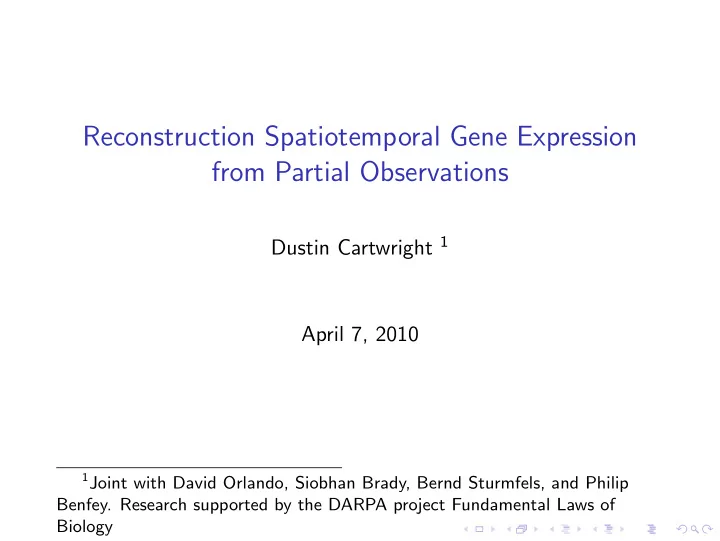 reconstruction spatiotemporal gene expression from