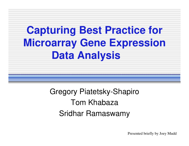 capturing best practice for microarray gene expression