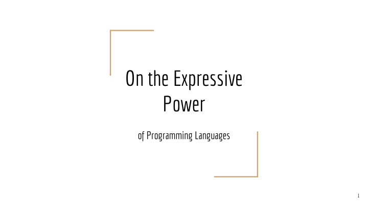 on the expressive power