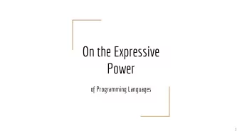 On the Expressive  Power  of Programming Languages  1  Historical Context  Control  Reduction