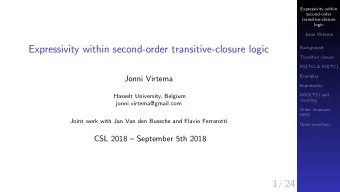 Expressivity within second-order transitive-closure logic  Background  Transitive closure  FO(TC)