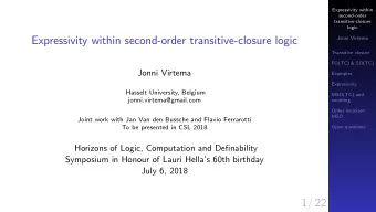 Expressivity within second-order transitive-closure logic  Jonni Virtema  Transitive closure