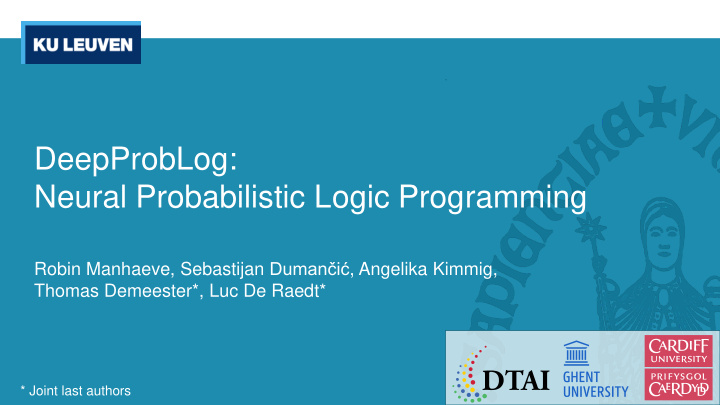 deepproblog neural probabilistic logic programming