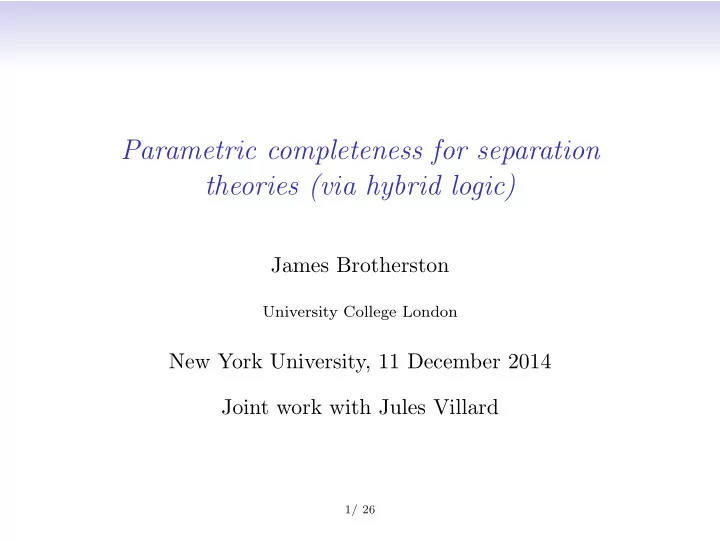 parametric completeness for separation theories via
