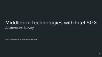 Middlebox Technologies with Intel SGX  A Literature Survey  Shiv Kushwah &amp; Sumukh Shivakumar  1