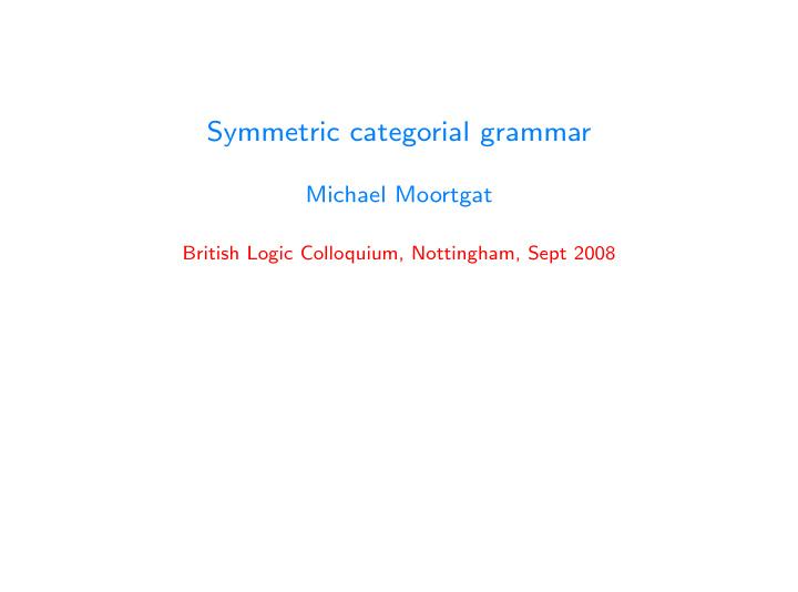 symmetric categorial grammar