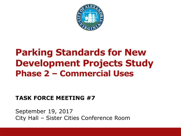 parking standards for new development projects study