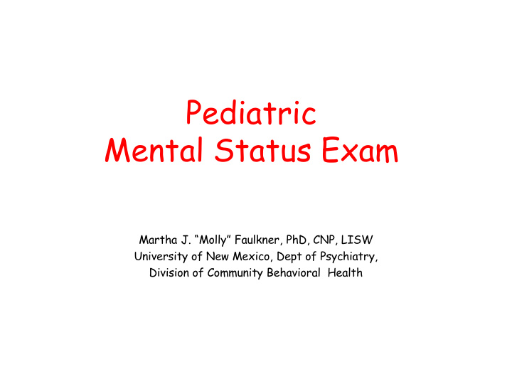 pediatric mental status exam