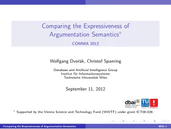Comparing the Expressiveness of Argumentation Semantics   COMMA 2012  Wolfgang Dvok,