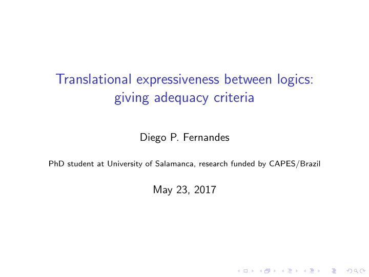 translational expressiveness between logics giving