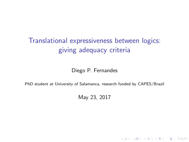 translational expressiveness between logics giving