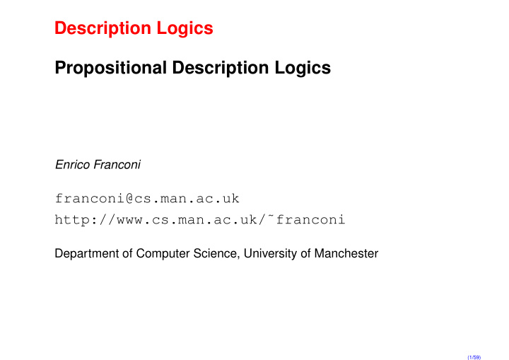 description logics propositional description logics