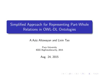 Simplified Approach for Representing Part-Whole  Relations in OWL-DL Ontologies  A.Aziz Altowayan