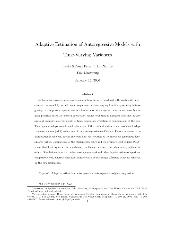 adaptive estimation of autoregressive models with time