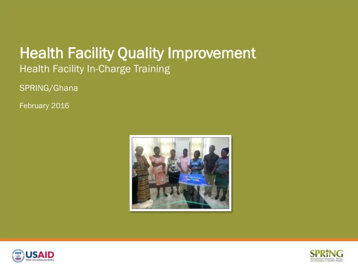 hea ealth lth fac acility ility qu qual ality ty