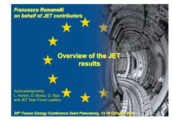 Acknowledgments:  L. Horton, D. Borba, G. Sips  and JET Task Force Leaders  F. Romanelli  1  FEC