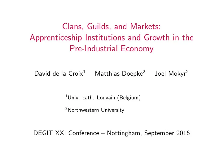 clans guilds and markets apprenticeship institutions and