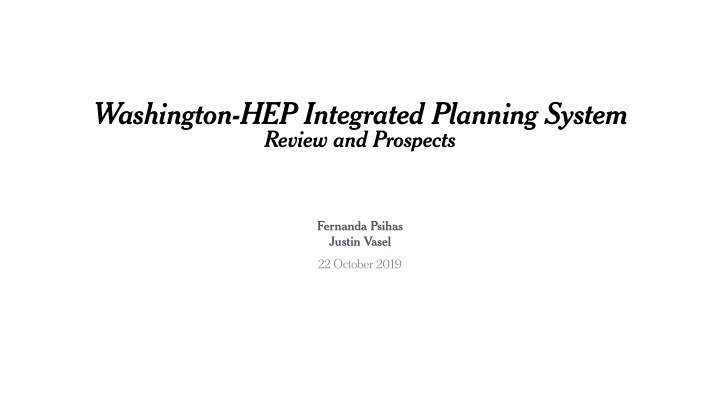 washington hep integrated planning system