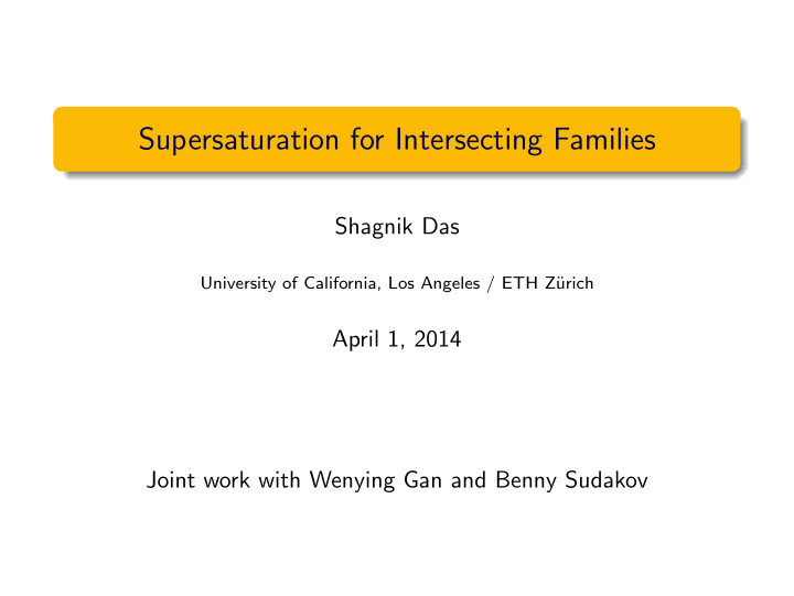 supersaturation for intersecting families