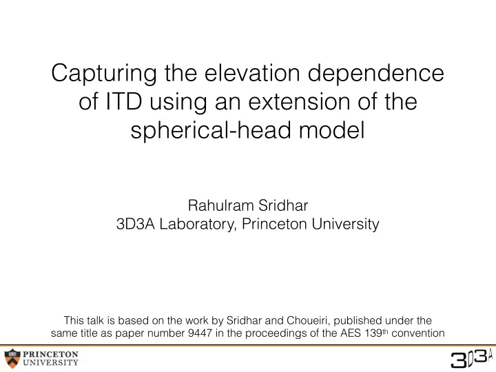 capturing the elevation dependence of itd using an