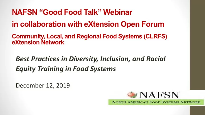 nafsn good food talk webinar in collaboration with