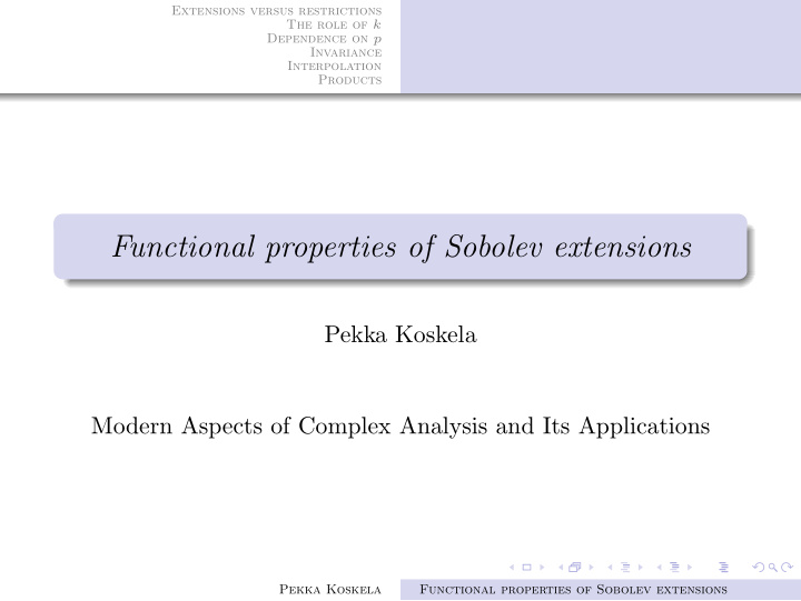 functional properties of sobolev extensions