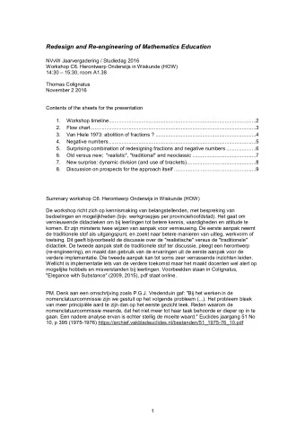 Redesign and Re-engineering of Mathematics Education  NVvW Jaarvergadering / Studiedag 2016