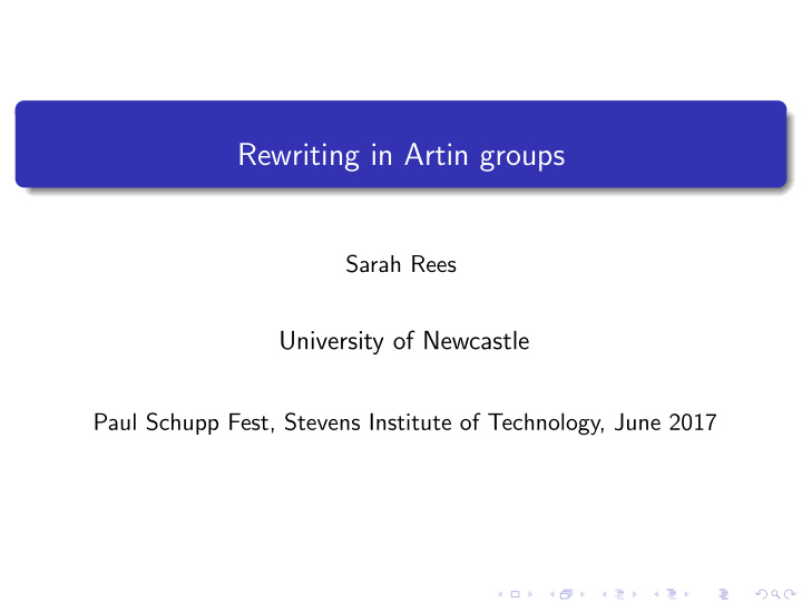 rewriting in artin groups