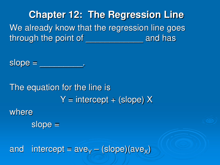 chapter 12 the regression line