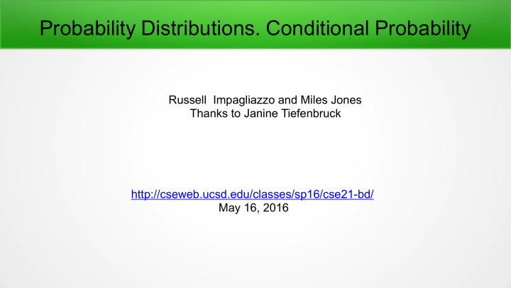 probability distributions conditional probability