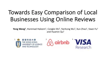 Towar  ards Eas  asy Co  Compar  aris  ison of Lo  Local  al  Busi  Busine  nesse  sses  s Usi