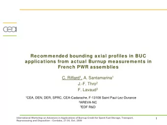 Recommended bounding axial profiles in BUC  applications from actual Burnup measurements in  French
