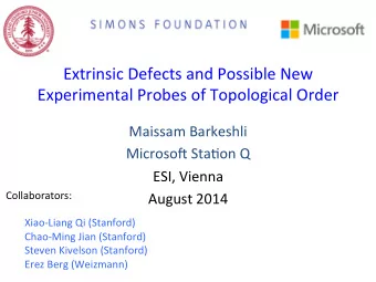 Extrinsic  Defects  and  Possible  New    Experimental  Probes  of