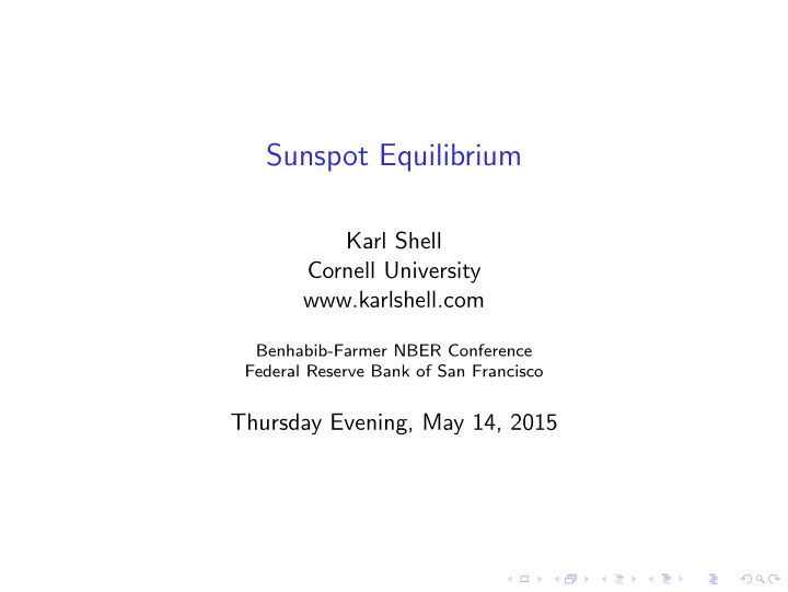 sunspot equilibrium