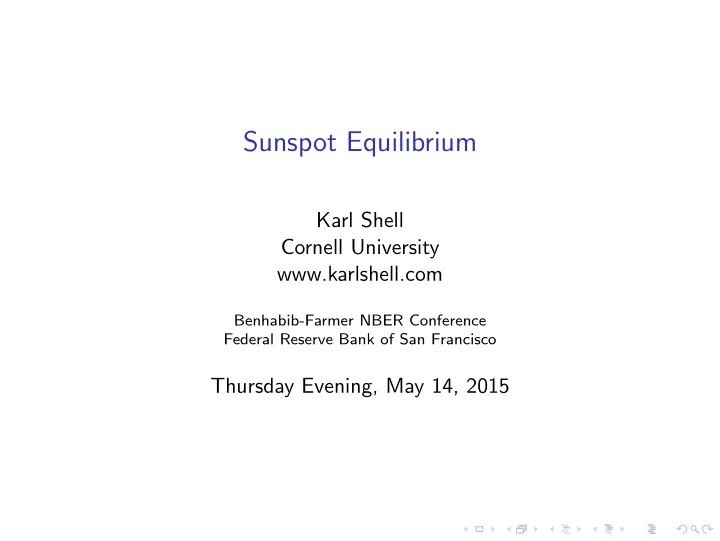 sunspot equilibrium