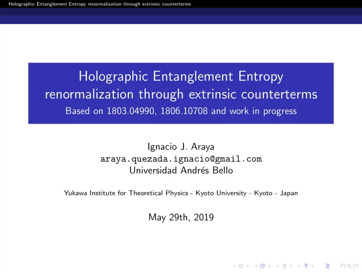 holographic entanglement entropy renormalization through