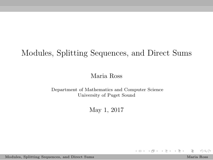 modules splitting sequences and direct sums