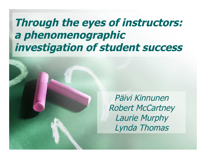 through the eyes of instructors a phenomenographic