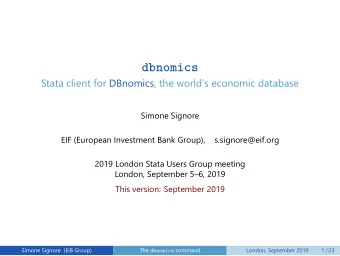dbnomics  Stata client for DBnomics, the worlds economic database  Simone Signore  EIF (European