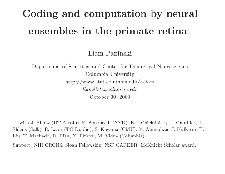 coding and computation by neural ensembles in the primate