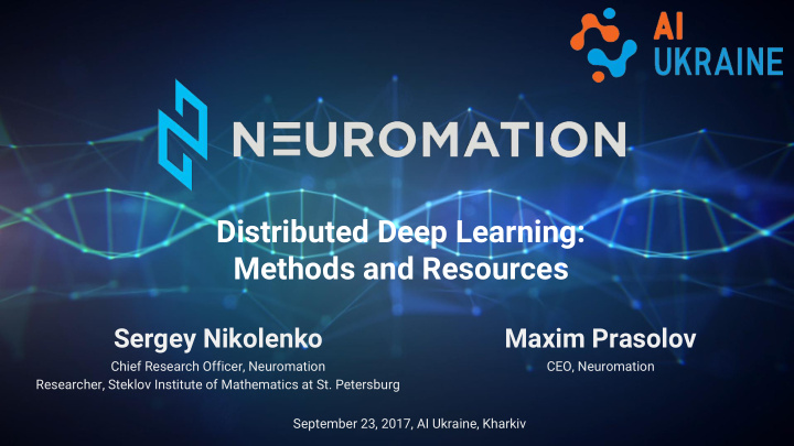distributed deep learning methods and resources