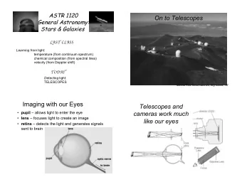 On to Telescopes  General Astronomy: Stars &amp; Galaxies  AST CLASS Learning from light: