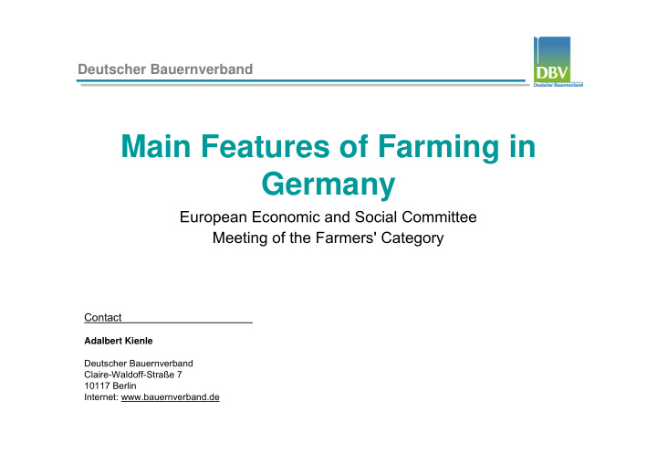 main features of farming in germany