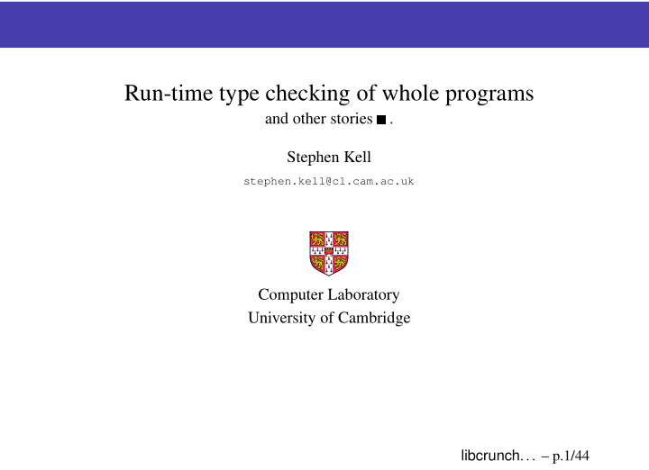 run time type checking of whole programs