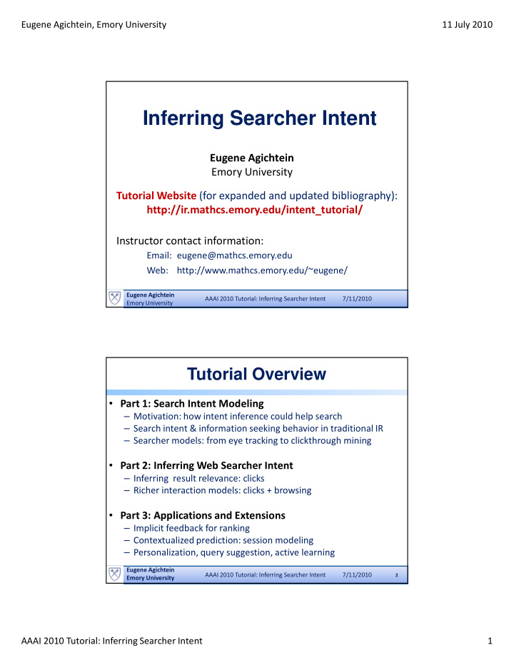 inferring searcher intent
